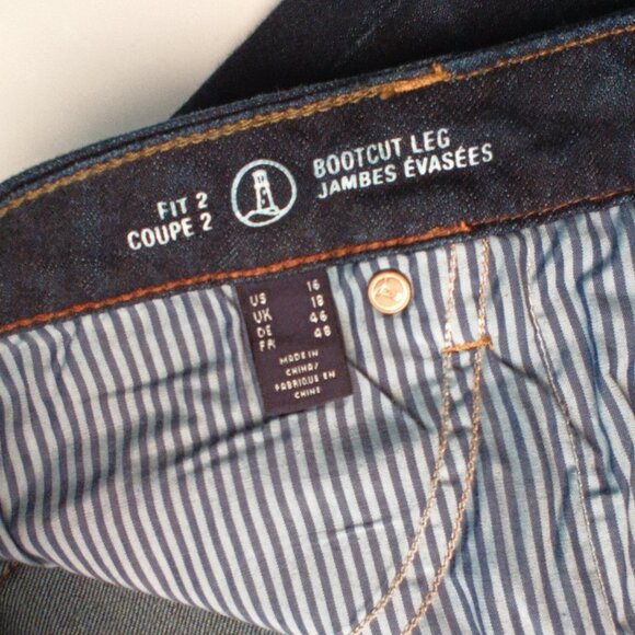 Lands' End Jeans Size 16 Fit 2 High Rise Bootcut Leg Dark Wash - Picture 5 of 9